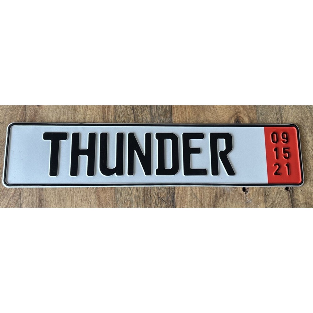 Thunder European Style License Plate "THUNDER" Metal Vanity Tag